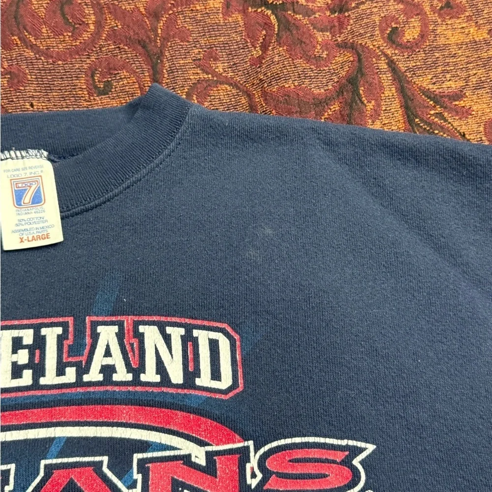 90s Logo 7 Cleveland Indians Crewneck Sweater - Picture 8 of 9